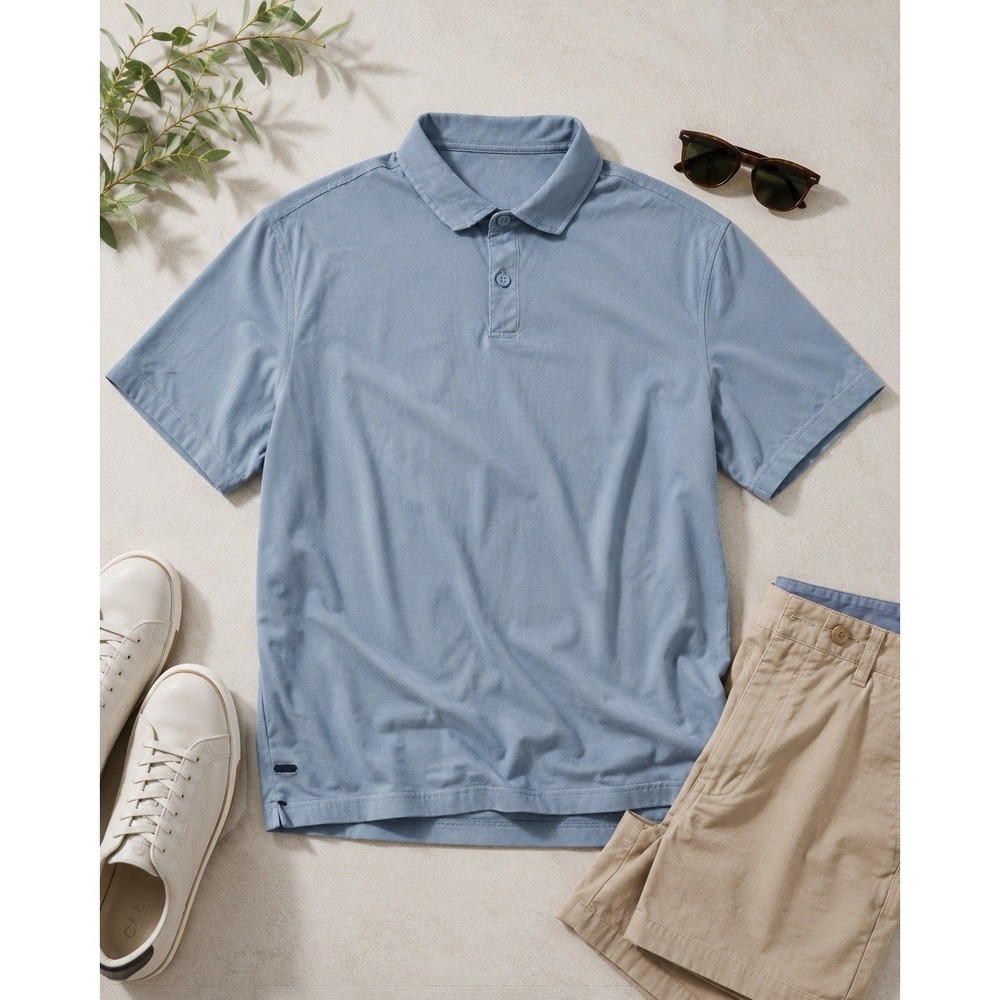 Rhone Men Polo Shirt XL Lt Blue Italian Short Sleeve Performance Stretch